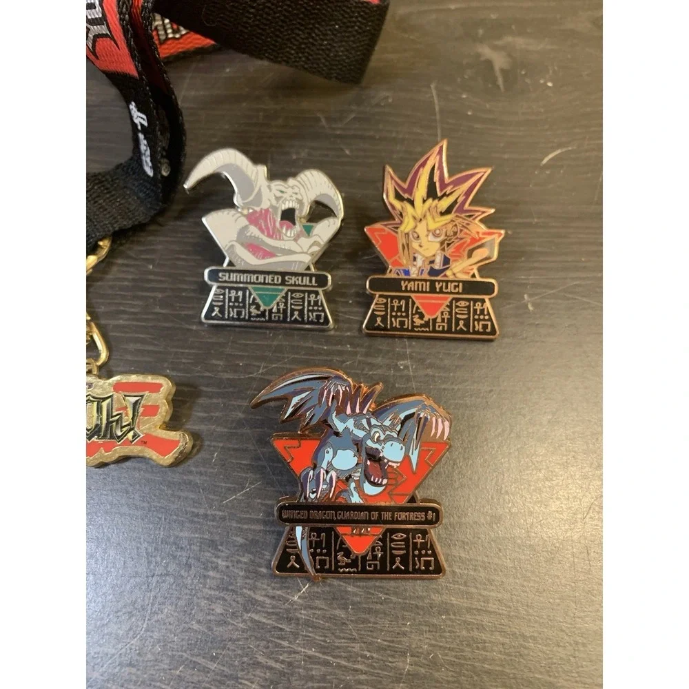 2003 Yu-Gi-Oh! Lanyard With 3 1st Edition Collector Pins Lot